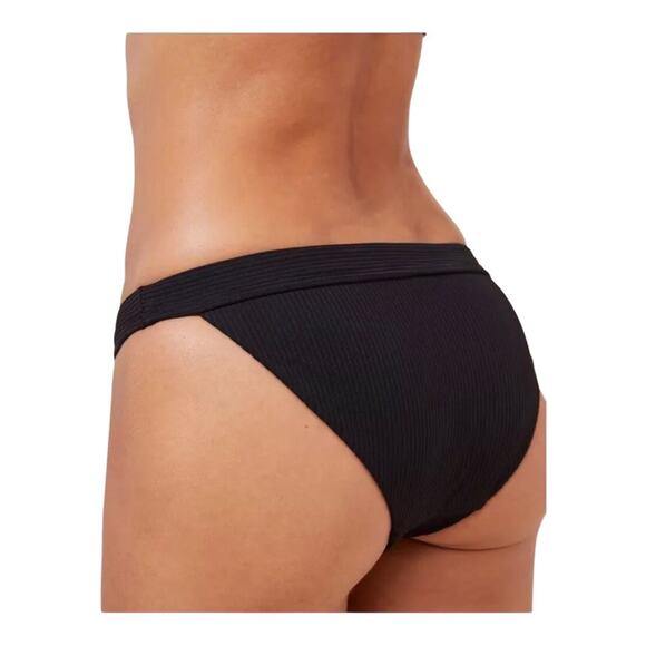 Andie NWT The Bold Banded Cheeky Rib Flattering Bikini Bottom Black Medium - Picture 15 of 16